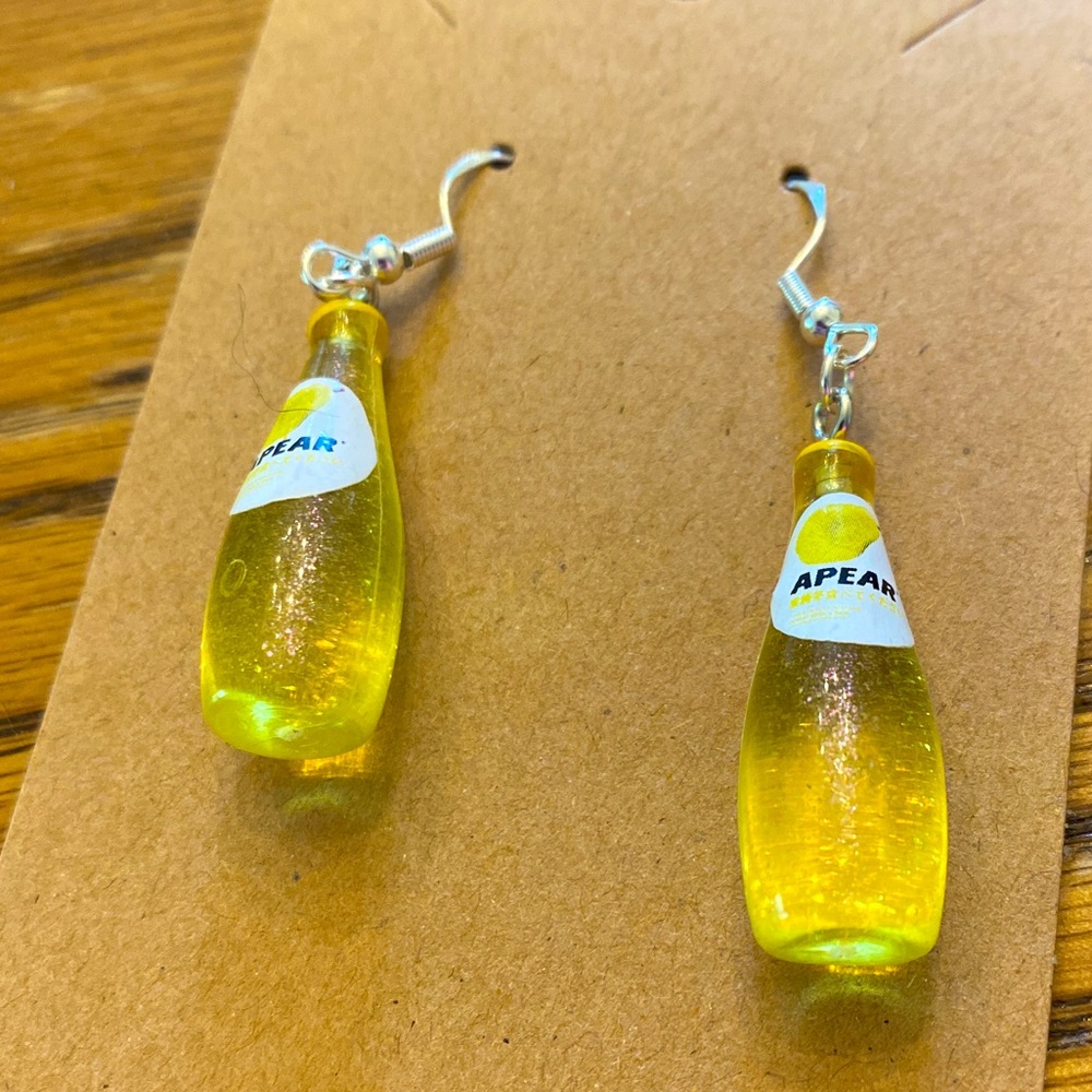 Cute   soda earrings with sterling silver wires and random gift bag.